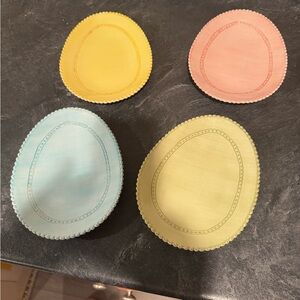Set of Four Pastel Egg-Shaped Plates